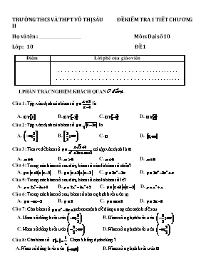 Đề kiểm tra 1 tiết chương II môn Đại số 10